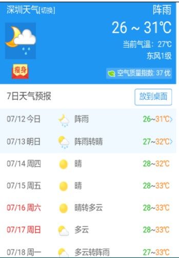 实时天气预报